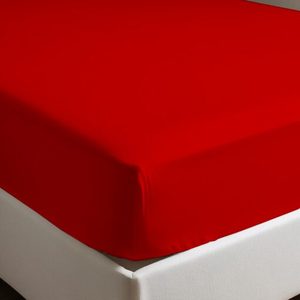 <b>Fitted</b> <b>Sheet</b> 100% Cotton Red French <b>Queen</b> 160x200cm - Product Image 1