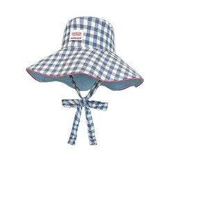 [Summer Fairy Tale] Cappello da pescatore primaverile/estivo con protezione solare, motivo scozzese, allacciatura in pizzo, traspirante, con bottoni, indossabile su due lati - Product Image 5