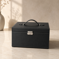 Boîte de rangement pour bijoux en cuir artisanal de luxe, organisateur portable multi-couches, étui en papier pour bagues, boucles d'oreilles, colliers, emballage cadeau