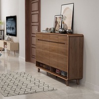 Meuble à chaussures d'entrée en bois massif écologique de style nordique pour salon moderne avec deux tiroirs et porte, style autoportant