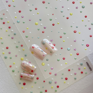 Pegatinas de uñas con forma de estrella y perlas en 3D, pegatinas de uñas con puntos redondos de Color macarrón, adornos bonitos para uñas para manicura profesional en casa - Product Image 1