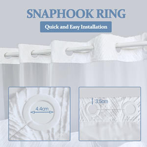 Hot-Selling Modern Floral Tufted Double-Layer Hookless Bathroom Polyester <strong>Shower</strong> <strong>Curtain</strong> <strong>with</strong> Snap and <strong>Lining</strong> - Product Image 2