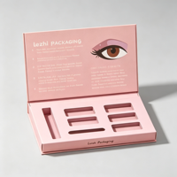 Boîte de palette de fards à paupières en papier personnalisée avec miroir et aimant, rechargeable, coffret cadeau, logo personnalisé, emballage cosmétique 4 compartiments, boîtes cadeaux