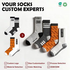بيع بالجملة قبضة مخصصة للبالغين Calcetines Deportivos مع شعار أسفل جوارب رياضية لموسم الخريف - Product Image 6