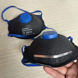 Máscara de Poeira Preta FFP2 com Válvula, Cobertura Nasal em Tecido de Carbono EN149, Máscara de Proteção Pessoal para Construção e Mineração - Product Image 4