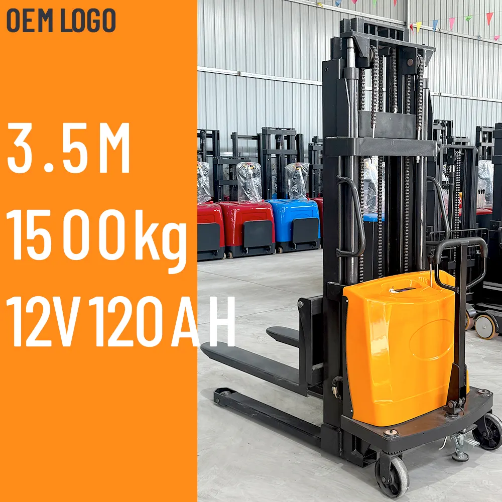 Wholesale 3.5 m 1500KG Forklift self lifting stacker semi electric stacker truck electric stacker