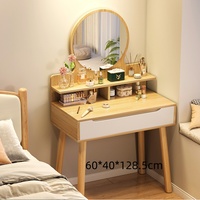 Nouvelle coiffeuse de chambre à coucher de style chinois, luxe léger, minimaliste, compacte, en bois de bouleau, avec rangement et fonction bureau