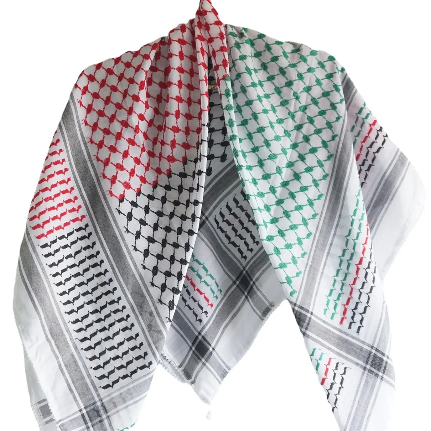 Lenço de poliéster Keffiyeh com borla para homens Yashmagh Shemagh Chiffon preto árabe