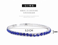 Parlak Gümüş Kaplama 3mm Bling Rhinestone Elastik Bileklik Çok Renkli Esnek Kristal Tenis Bilekliği Kadınlar İçin