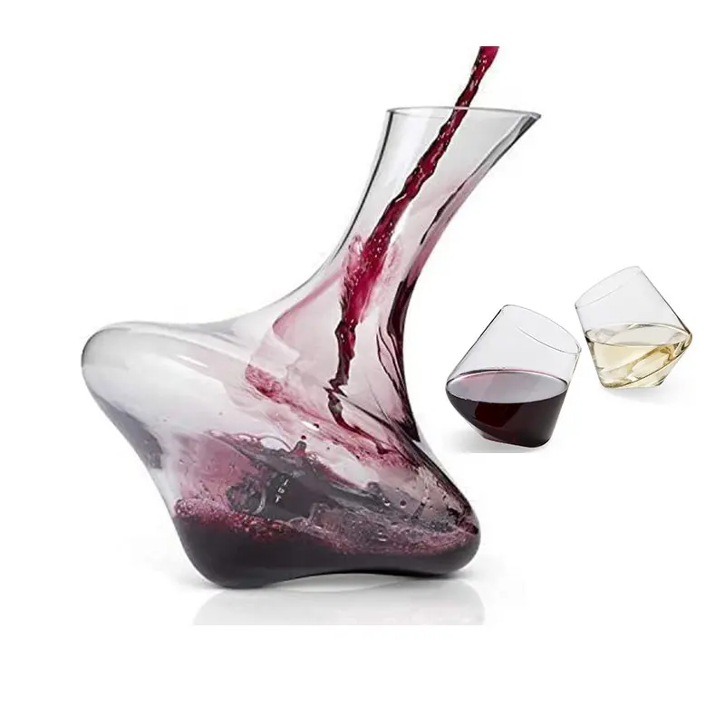 Decanter per vino rosso in vetro trasparente Spinning Swirling Decanter per vino Carafes bicchiere da vino bianco rosso senza stelo