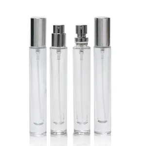 10 ml 10 ml 호화스러운 명확한 둥근 두꺼운 바닥 향수 기름 포장을 위한 주름 정상 정밀한 안개 스프레이어를 가진 유리제 빈 향수병