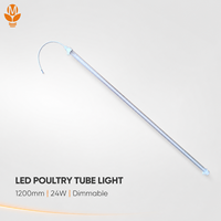 Tube lumineux LED 26 mm pour élevages de poulets, 1200 mm, étanche IP67, IRC>83, éclairage dimmable pour volailles destiné aux fermes commerciales de poulets de chair et de poules pondeuses