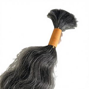 Indian <b>Hair</b> Double Drawn Salt & Pepper <b>Color</b> Remy Bulk Machine Double Weft Afro Kinky Curly 100% Human <b>Hair</b> <b>for</b> <b>Braiding</b> - Product Image 4