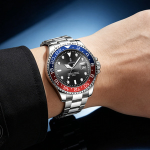 Elegante Reloj de Hombre con Esfera Luminosa de Cuarzo Rojo y Azul, Correa de Acero Inoxidable, para Deporte, Viajes, Uso Diario, Regalo para <span class=keywords><strong>Caballero</strong></span> - Product Image 1
