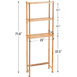 Ripiano per toilette in bambù 3 livelli per bagno e vasca da bagno con supporto per poggiapiedi, salvaspazio, colore naturale - Product Image 1
