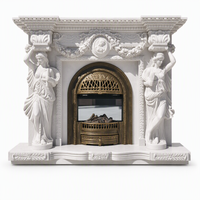 Cheminée sculptée en marbre blanc sur mesure avec colonnes à motifs floraux, pour manoir de luxe, maison de campagne, villa, maison