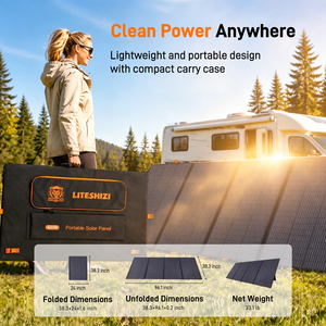 LITESHIZI แผงโซลาร์เซลล์แบบพกพาอเนกประสงค์ OEM 400W โมโนคริสตัลไลน์ สำหรับใช้งานกลางแจ้ง ชาร์จมือถือ กันน้ำ พับเก็บได้ - Product Image 1