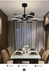 Lustre électrique LED moderne simple ventilateur de plafond intégré pour la maison pour salon salle à manger pour table à manger domestique en plastique - Product Image 2
