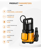 Pompe submersible pour fosse, pompe à eau portable, pompe utilitaire 52 GPM pour le drainage de l'eau des piscines, des jardins, des étangs et des sous-sols