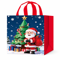 Sacs fourre-tout en non-tissé laminé multi-usages pour Noël, sacs cadeaux réutilisables pour les fêtes, sacs de shopping avec impression 3D du Père Noël pour la vente au détail