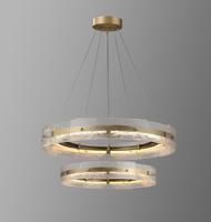 Luminaire suspendu LED en verre ondulé de style américain moderne, vintage et luxueux, en cuivre, pour hôtel, restaurant, bureau