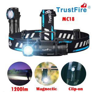 Linterna <span class=keywords><strong>Frontal</strong></span> Recargable LED TrustFire MC18, Potente, 1200Lm, Magnética, de Bolsillo, con Batería 18650 - Product Image 1