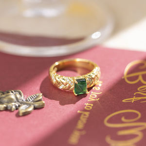 แหวนพลอยทรงลูกกลมขนาด 5*6 มม. ชุบทองคำขาวสไตล์วินเทจจาก All Fashion Lab เหมาะสำหรับงานแต่งงาน - Product Image 6