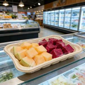 Assiettes de fête jetables en pulpe de bambou de qualité alimentaire, carrées, avec logo personnalisé, emballage en vrac pour gâteaux et desserts, plateau en papier de pulpe de bambou - Product Image 2