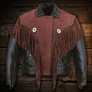 LEATHER <b>JACKET</b> BON JOVI STYLE FRINGES COATS CONCHO - Product Image 3