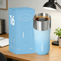 Tasse à café isotherme sous vide Hong Ling, nouveau modèle, 350 ml, 480 ml, ouverture à une main, 360° °   Gobelet en acier pour boisson, idéal pour l'extérieur et le bureau
