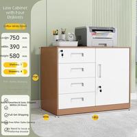 Meuble de rangement latéral de bureau en métal avec porte coulissante, armoire basse avec serrure pour archivage de documents, design tendance