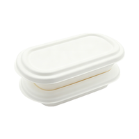 100% biologisch afbreekbare wegwerpverpakking van bagasse, natuurlijk of wit, met compartimenten en deksel voor afhaalmaaltijden