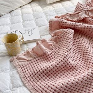 Cheap Wholesale Brand New Super Soft Plush 100% Cotton Waffle Checker Throw <strong>Heavy</strong> <strong>Blanket</strong> - Product Image 4