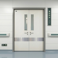 Porte battante médicale sur mesure à double battant, en acier galvanisé haute vitesse, avec cadre, pour hôpital