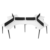 Bois de chêne noir et blanc en forme de Y 3 voies Open Work Space Office Workstations