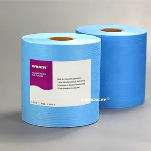 Rouleau gaufré bleu perforé non-tissé non pelucheux hautement absorbant nettoyage industriel lingettes polyvalentes