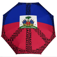 Parapluie automatique personnalisé avec carte du drapeau d'Haïti, protection UV, imperméable, parapluie de fierté haïtienne, résistant au vent, parapluie de voyage