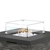 Table de foyer extérieur en acier inoxydable au propane pour terrasse et jardin avec chauffage BTU55000