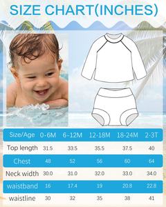 Pakaian Renang Lengan Panjang UPF50+ untuk Bayi Desain Fashion Baju Renang OEM ODM Set Pakaian Renang Anak Perempuan Laki-laki Baju Renang 2 Potong untuk Berenang 0-3 Tahun - Product Image 6