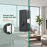 Serrure de porte intelligente en verre noir mat, serrure de porte électronique à empreintes digitales Bluetooth Tuya avec carte pour porte coulissante en verre sans cadre