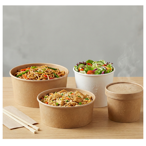 กล่องกระดาษใส่อาหารขายส่ง ทนทานต่อคราบน้ำมัน ป้องกันการรั่วซึม กล่องแบบใช้แล้วทิ้ง สำหรับใส่บะหมี่ ข้าว สลัด ซุป และบรรจุภัณฑ์อาหารจานด่วน - Product Image 5