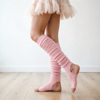 Chaussettes de yoga et de Pilates pour femmes, montantes, à logo personnalisé, à bout ouvert, à talon ouvert, tricotées, respirantes, antibactériennes, vente en gros, OEM
