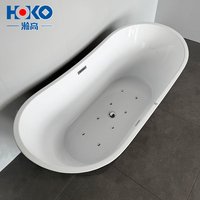 Baignoire autoportante en acrylique HOKO avec jets à bulles et lumière LED à changement de couleur, baignoire de relaxation pour adultes
