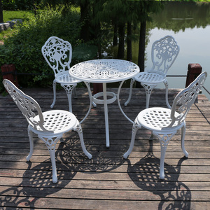 Juego de Mesa y Sillas de Aluminio Fundido para Exteriores, Diseño Nórdico Blanco, Resistente al Agua y a los Rayos UV, Duradero, 5 Piezas, para Jardín, Balcón, Patio - Product Image 2