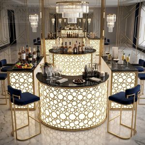 Modern <strong>Art</strong> <strong>Deco</strong> Round <strong>Bar</strong> Counter High Gloss Stainless Steel for Party Hire Hotel Lounge Furniture - Product Image 3