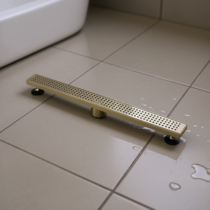 Desagüe de Ducha Lineal de 28 Pulgadas con Patrón Cuadrado, Acero Inoxidable Cepillado, Inserto de Azulejo Extraíble, Diseño Moderno para Apartamentos - Product Image 2