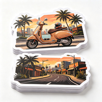Autocollants de culture moto Haoxuan en vinyle PVC blanc pour casque de vélo, motifs urbains tropicaux, finition mate, imperméables et résistants à l'usure