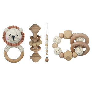 TONGTU Ensemble <span class=keywords><strong>de</strong></span> jouets <span class=keywords><strong>de</strong></span> <span class=keywords><strong>dentition</strong></span> en bois souple 4 pièces en forme <span class=keywords><strong>de</strong></span> <span class=keywords><strong>lion</strong></span> mignon Hochet au crochet et <span class=keywords><strong>anneau</strong></span> <span class=keywords><strong>de</strong></span> <span class=keywords><strong>dentition</strong></span> Chaîne <span class=keywords><strong>de</strong></span> sucette Cadeau pour bébé et enfant en bas âge - Product Image 6