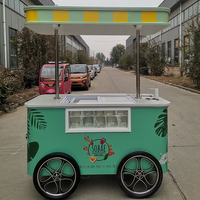 Chariot à glaces neuf sur roues avec congélateur, évier simple et armoire, personnalisable avec logo, à vendre