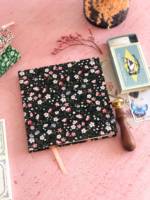 LABON Carnet de dessin et de peinture recyclé, carré aquarelle, tissu floral, couverture vintage, carnet de croquis.